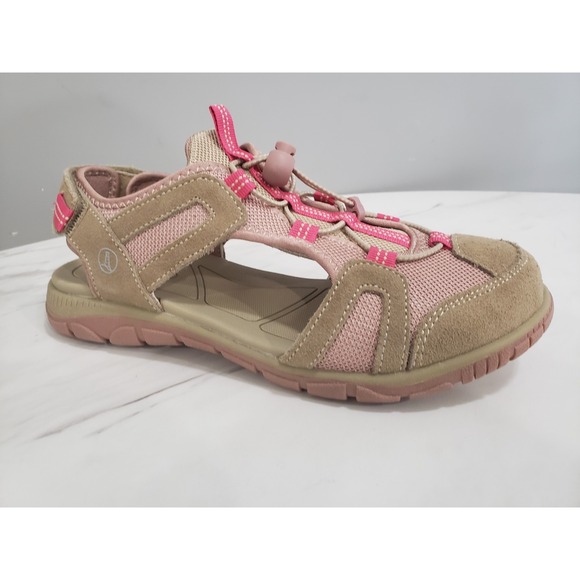 NEW Lands End Sport Sandals Women's 8 Sport Hiking Closed Toe Pink Suede Walking - Picture 3 of 8